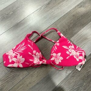 La Vie En Rose Pink and White Bikini Top